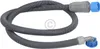 A flexible grey hose with blue connectors on both ends, laid out in a curve against a white background. Produktbild-Vorschau