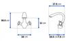 Diagrams showing the dimensions of two different types of faucets. Anteprima dell’immagine prodotto