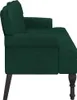 Side view of a dark green velvet bench with a tufted backrest and dark legs, isolated on a white background. Náhled obrázku produktu