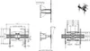 Technical drawings and diagrams of a TV wall mount. Podgląd zdjęcia produktu
