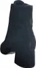 A black suede ankle boot with a block heel, shown from the side. Produktbild-Vorschau