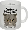 Morgenmuffel Katze Glas Tasse mit Spruch Guten Morgen - Produktbild-Vorschau 1