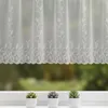 Jacquard Blumenfensterstore "Ranke" weiß mit Faltenband - Produktbild-Vorschau 1