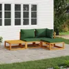 Möbel 4-tlg. Garten-Lounge-Set mit Grünen Kissen Massivholz Produktbild-Vorschau 1