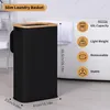 iEGrow Koš na prádlo s víkem 60L Bamboo Black Náhled obrázku produktu 3