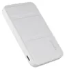 A white power bank with a textured surface and a logo on the side. Podgląd zdjęcia produktu