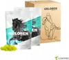 A product shot featuring two pouches of horse supplement and a cardboard box, with some of the supplement gummies in the foreground. Anteprima dell’immagine prodotto