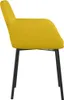 A side view of a yellow armchair with black legs against a white background. Náhled obrázku produktu