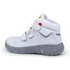 A white and gray safety boot is shown against a white background. Produktbild-Vorschau