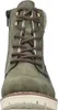 A front view of a green boot with brown laces. Produktbild-Vorschau