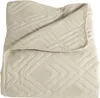 A folded beige blanket with a geometric pattern. Produktbild-Vorschau