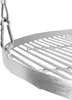 A close-up view of a stainless steel grill grate with a wire rope suspension and carabiner clip. Produktbild-Vorschau