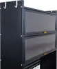 A close-up view of a black metal kitchen cabinet with two transparent, ribbed doors. Anteprima dell’immagine prodotto