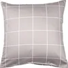 A square pillow with a grid pattern on a white background. Voir les images du produit