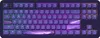 A dark purple mechanical keyboard with purple and pink backlighting. Produktbild-Vorschau