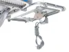 A close-up view of the underside of an ironing board, showing the metal frame and a coiled power cord with a plug. Produktbild-Vorschau
