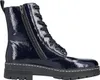 A single blue patent leather boot with black laces and a black sole, shown from the side against a white background. Produktbild-Vorschau