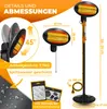 Diagram showing dimensions and features of an infrared heater. Produktbild-Vorschau