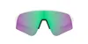 A pair of white Oakley Sutro Lite Sweep sunglasses with green and purple mirrored lenses. Náhled obrázku produktu