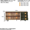 A diagram showing the dimensions of a sideboard. Podgląd zdjęcia produktu