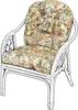 A white rattan armchair with floral cushions. Produktbild-Vorschau