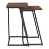 A set of two nesting tables with wooden tops and black metal frames, shown against a white background. Podgląd zdjęcia produktu