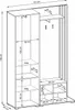 A technical drawing of a wardrobe set with dimensions indicated. Produktbild-Vorschau
