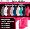 A collage of different colored blankets and a rolled-up pink blanket. Produktbild-Vorschau