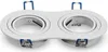 A white, double recessed spotlight housing with blue spring clips, shown against a white background. Voir les images du produit