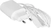 A white power adapter with a coiled white cable and European-style plug prongs, isolated on a white background. Náhled obrázku produktu
