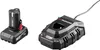 A black battery and charger set for a power tool, shown on a white background. Podgląd zdjęcia produktu