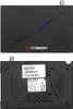 A top and bottom view of a black satellite receiver. Produktbild-Vorschau