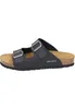 A single black sandal with two adjustable straps and a cork sole is shown against a white background. Produktbild-Vorschau