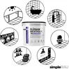 A product image showing a bucket of sealant surrounded by circular illustrations of its applications in a bathroom and laundry room. Produktbild-Vorschau