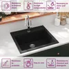 vidaXL Granitspüle Einzelbecken Schwarz Produktbild-Vorschau 6