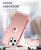 A rose gold iPhone 13 Pro Max case is shown at an angle, with text highlighting its shock-absorbent features. Produktbild-Vorschau