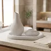 Vaso rigato stile japandi con vassoio e portacandela LED, Anteprima dell’immagine prodotto 3
