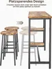 A bar table with two stools, showing how the stools can be tucked underneath. Produktbild-Vorschau