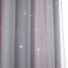 Close-up view of sheer curtains with star cutouts and a gradient effect. Náhled obrázku produktu