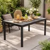 Gartentisch 138x80cm Holz-Optik Kunststoff Terrasse Anthrazit rechteckig Balkon
