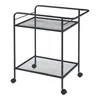 A black metal serving cart with two shelves and wheels, shown against a white background. Anteprima dell’immagine prodotto