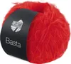 A ball of red yarn with a black label. Produktbild-Vorschau