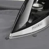 A close-up shot of a Black+Decker iron pressing a gray shirt. Produktbild-Vorschau
