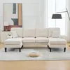 Wohnlandschaft Beige U Form Sofa Grosses 4 Sitzer Couch mit Produktbild-Vorschau 12