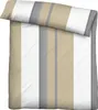 A folded duvet and pillow with a striped pattern. Produktbild-Vorschau