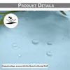 Close-up of a light blue fabric with water droplets on it, indicating waterproof properties. Podgląd zdjęcia produktu