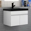 Badezimmer Badmöbel 60 cm Schwarz Waschtisch mit Produktbild-Vorschau 1