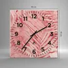 Wanduhr - Quadrat - Glasuhr - Rosa Blätter Palmen - 40x40cm Produktbild-Vorschau 3