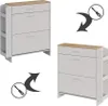 Schoenenkast Vicco Movino Wit/eiken 88.4 x 101.6 cm Met Productafbeelding-voorbeeld 5