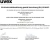 A document titled 'EU Declaration of Conformity' from UVEX SPORTS GmbH & Co. KG. Produktbild-Vorschau